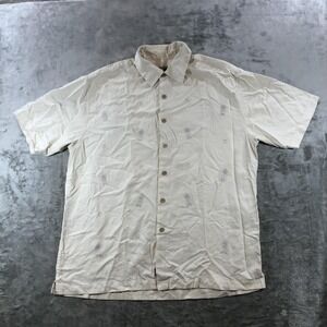 Vintage Quiksilver Edition Shirt Mens Large Beige Pineapple Silk Aloha Y2K